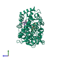 PDB entry 8ewd coloured by chain, side view.