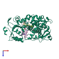 PDB entry 8ewd coloured by chain, top view.