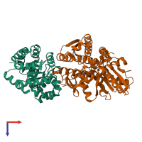 PDB entry 8eyp coloured by chain, top view.