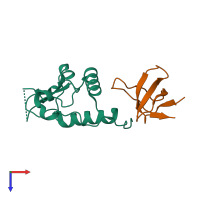 PDB entry 8f2p coloured by chain, top view.