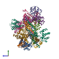 PDB entry 8f2u coloured by chain, side view.