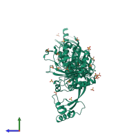 PDB entry 8f3z coloured by chain, side view.