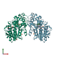 PDB entry 8fev coloured by chain, front view.
