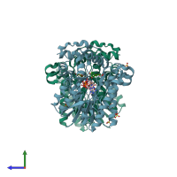PDB entry 8fev coloured by chain, side view.