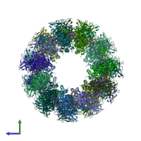PDB entry 8ffr coloured by chain, side view.