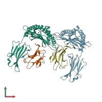 PDB entry 8fhu coloured by chain, front view.