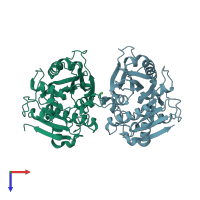 PDB entry 8fjd coloured by chain, top view.