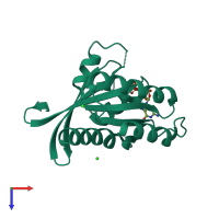 PDB entry 8fmk coloured by chain, top view.
