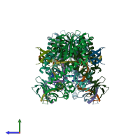 PDB entry 8fnq coloured by chain, side view.