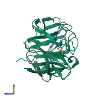 PDB entry 8frr coloured by chain, side view.