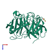 PDB entry 8frr coloured by chain, top view.