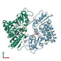 PDB entry 8fux coloured by chain, front view.