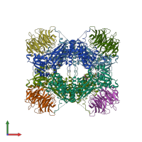 PDB entry 8g1u coloured by chain, front view.