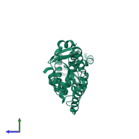 PDB entry 8g48 coloured by chain, side view.