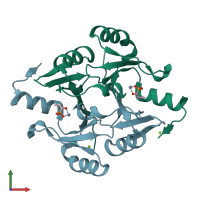 PDB entry 8g7g coloured by chain, front view.