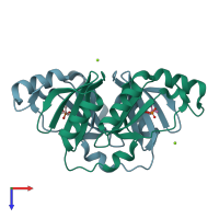 PDB entry 8g7g coloured by chain, top view.