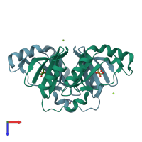 PDB entry 8g7h coloured by chain, top view.