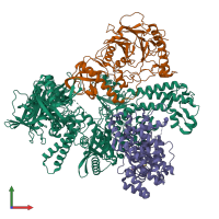 PDB entry 8g99 coloured by chain, front view.