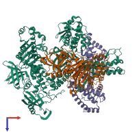 PDB entry 8g99 coloured by chain, top view.