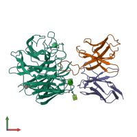 PDB entry 8gat coloured by chain, front view.