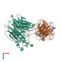 PDB entry 8gat coloured by chain, top view.
