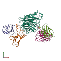 PDB entry 8gau coloured by chain, front view.