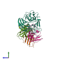 PDB entry 8gau coloured by chain, side view.