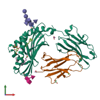 PDB entry 8gle coloured by chain, front view.