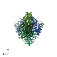 PDB entry 8gmi coloured by chain, side view.