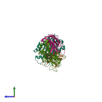 PDB entry 8gom coloured by chain, side view.