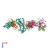 PDB entry 8gom coloured by chain, top view.