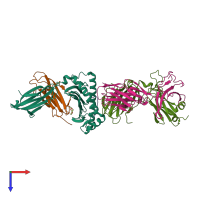 PDB entry 8gon coloured by chain, top view.