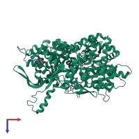 PDB entry 8gpb coloured by chain, top view.
