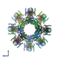 PDB entry 8gq5 coloured by chain, side view.