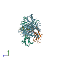PDB entry 8gqv coloured by chain, side view.