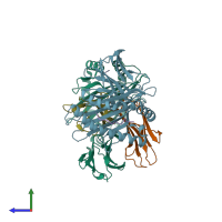 PDB entry 8gqw coloured by chain, side view.