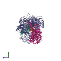 PDB entry 8gs2 coloured by chain, side view.