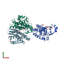 PDB entry 8gss coloured by chain, front view.