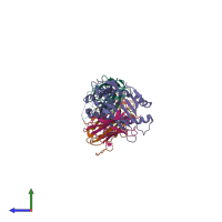 PDB entry 8gvb coloured by chain, side view.