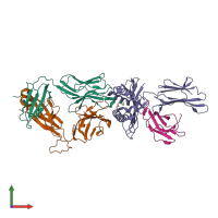PDB entry 8gvg coloured by chain, front view.