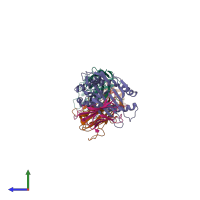 PDB entry 8gvg coloured by chain, side view.