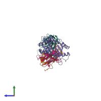 PDB entry 8gvi coloured by chain, side view.