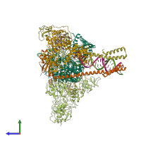 PDB entry 8gwo coloured by chain, side view.