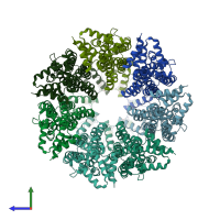 PDB entry 8gyp coloured by chain, side view.