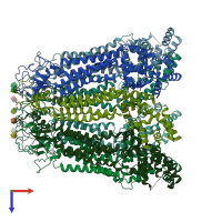 PDB entry 8gyp coloured by chain, top view.