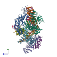 PDB entry 8h38 coloured by chain, side view.