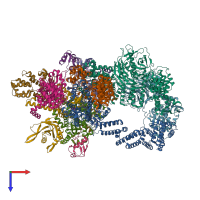 PDB entry 8h38 coloured by chain, top view.