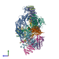 PDB entry 8h3a coloured by chain, side view.