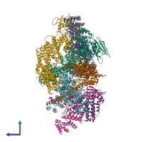 PDB entry 8h3f coloured by chain, side view.