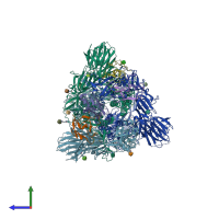 PDB entry 8h3n coloured by chain, side view.